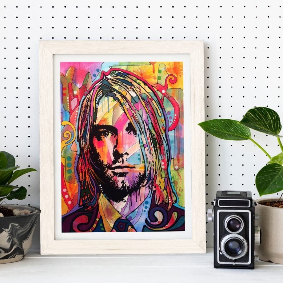 Cuadro Kurt Cobain 20x25cm Marco Blanco