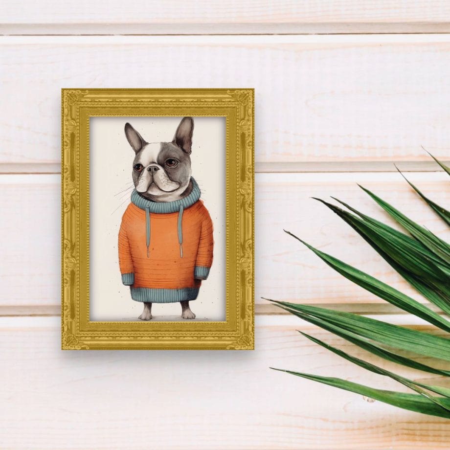 Encanto Canino: Frenchie en Suéter Naranja