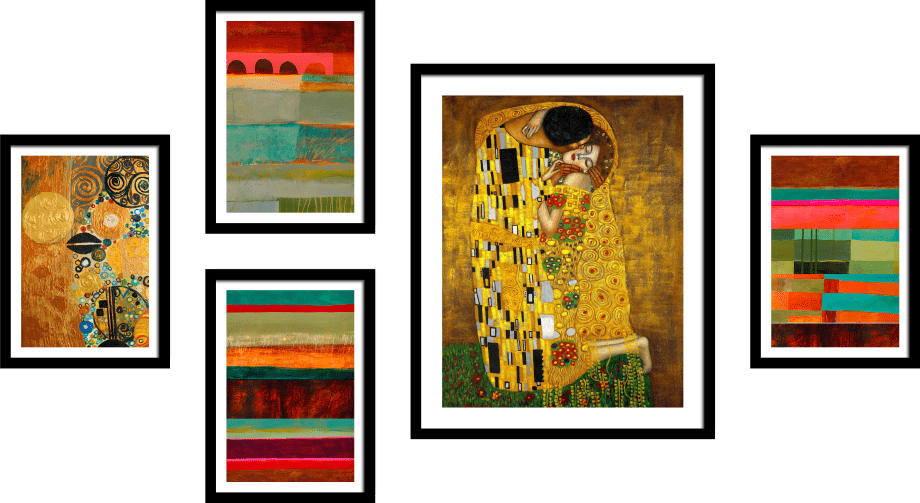 Conjunto de Cuadros Inspirados en El Beso de Klimt